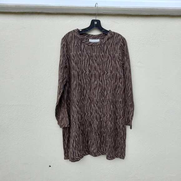 NWT 100% Cotton Animal Print/Wood Grain Pattern Dress Size S - Picture 1 of 14